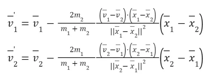 Formulae for resolving change in velocity