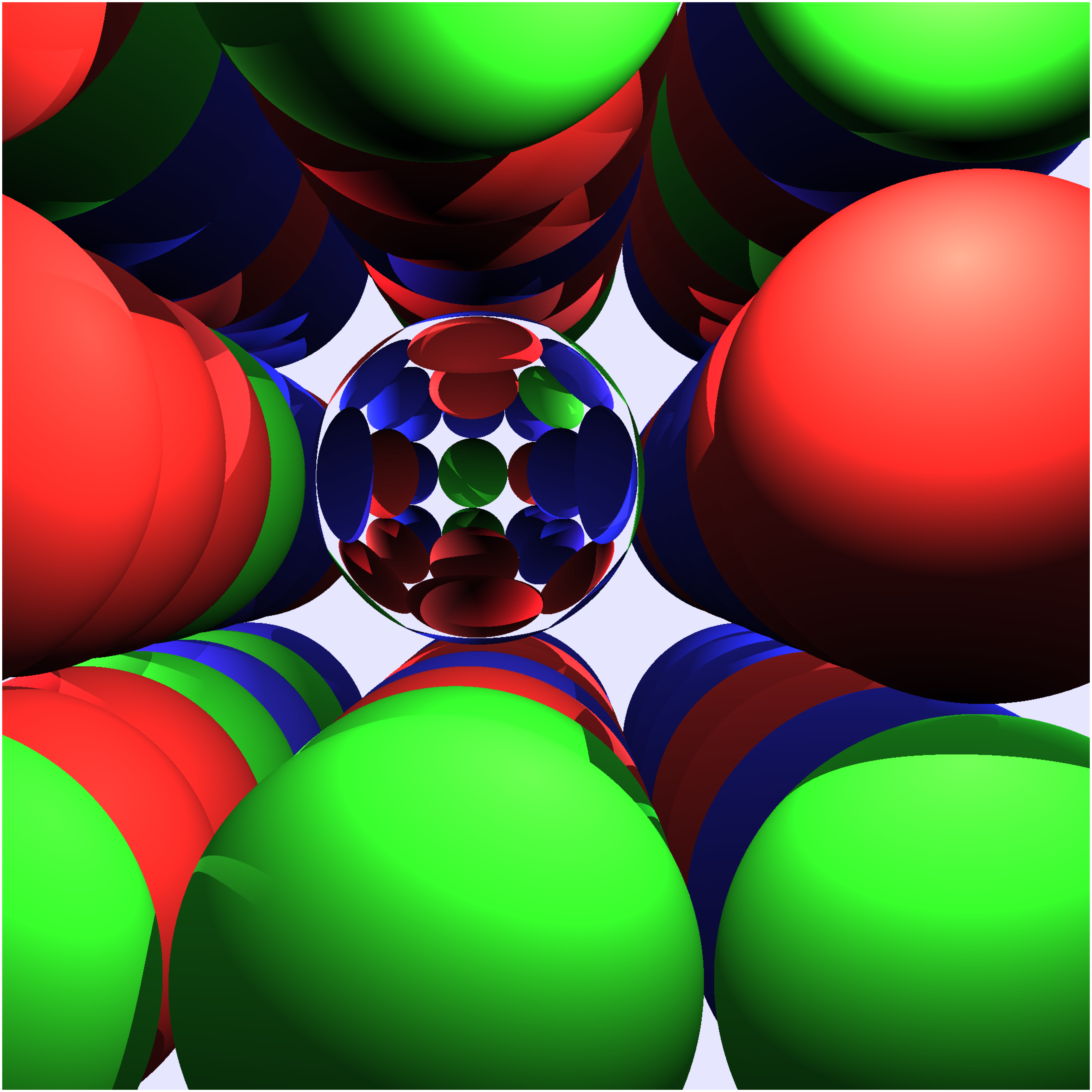 With multiple light sources, we can see that complex shadows are formed, and resolved through the spherical lens